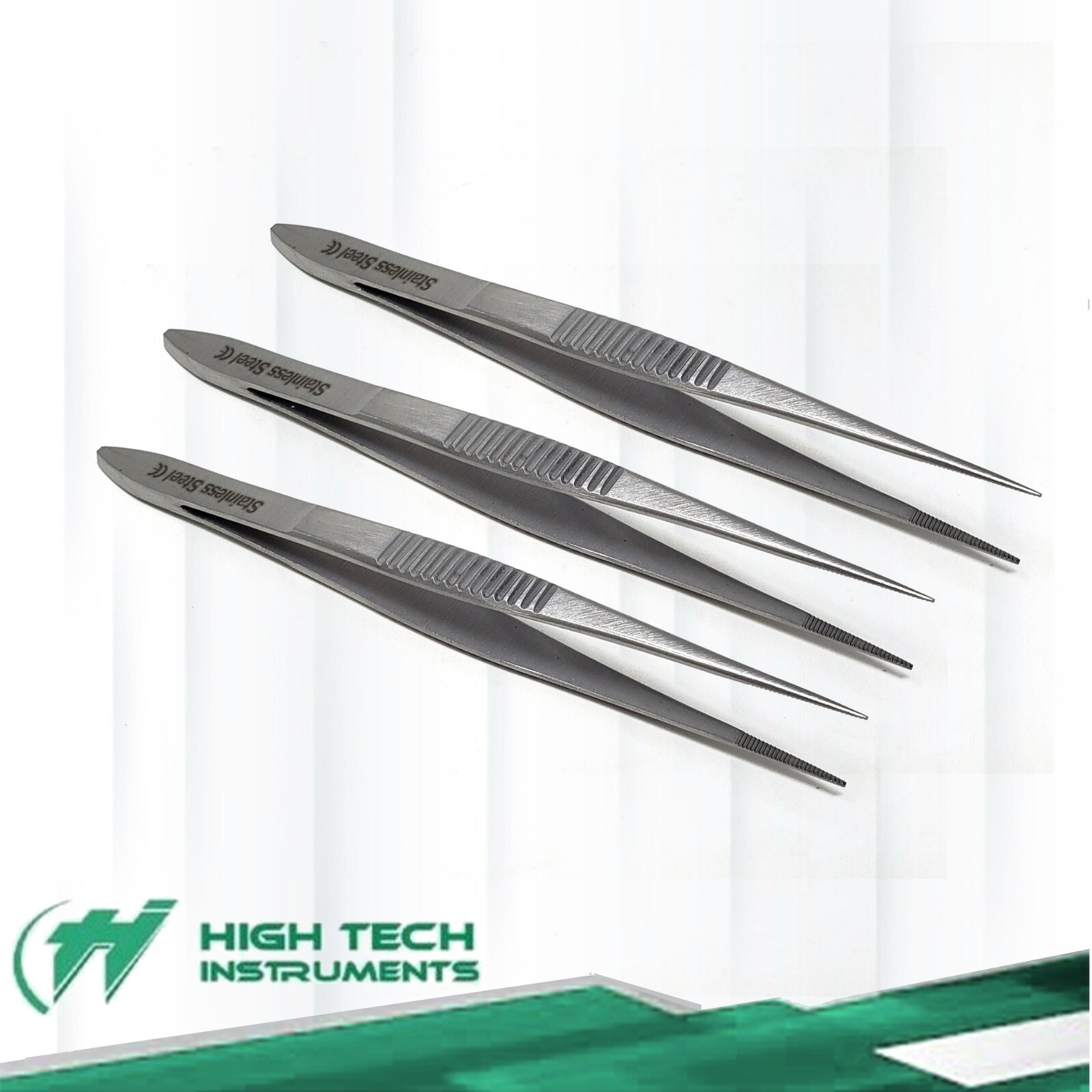 3 Surgical Precision Point Tweezers Stainless Steel Lab Forceps Firm Grip 4.5″
