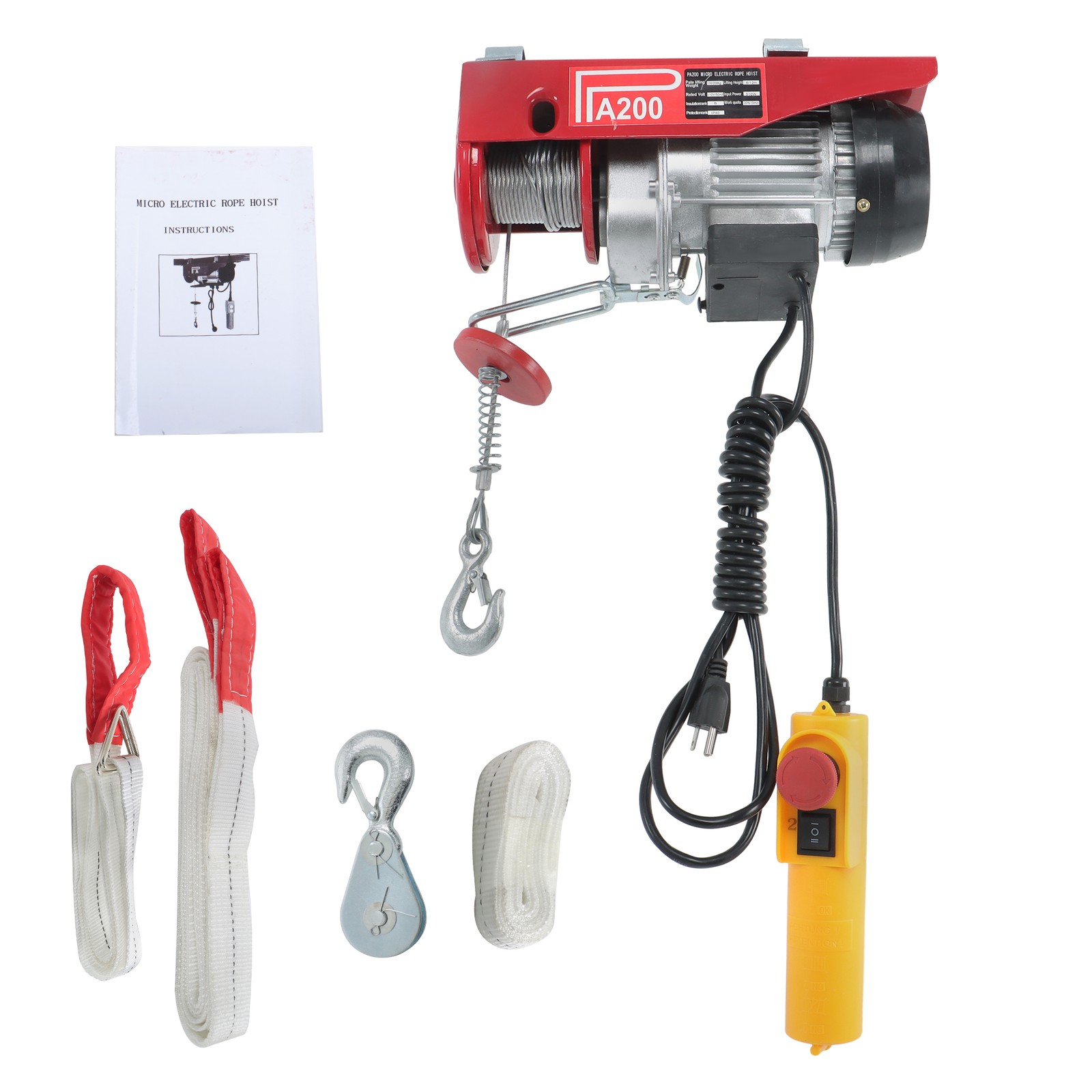 440lbs Electric Hoist 110V Electric Winch Height 20-40ft Single/Double Slings