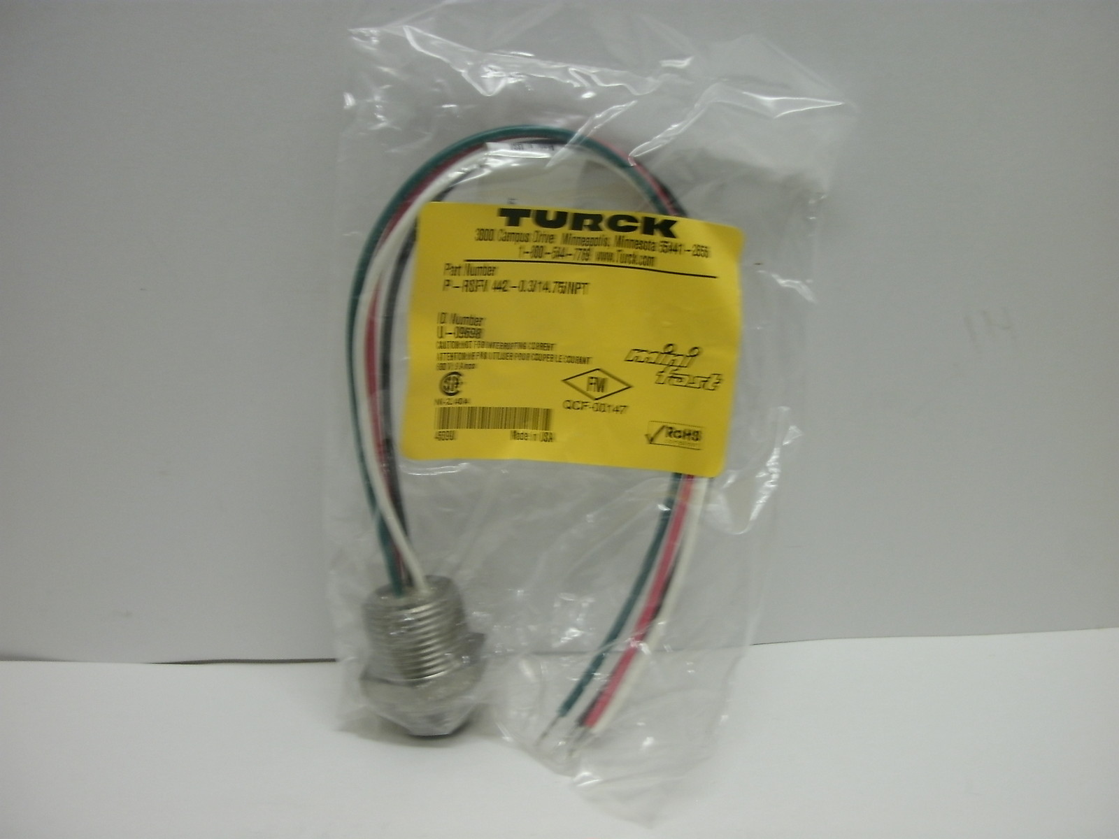 TURK P-RSFV 442-0.3/14.75/NPT MINIFAST RECEPTACLE U-09698 4 PIN MALE NEW IN BAG