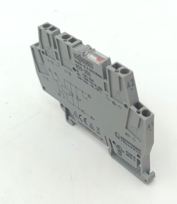 Wago 859-304 power relay, SPDT, 24 VDC, 5 A, DIN Rail, non-latching Used
