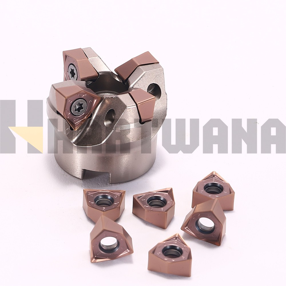 50mm Face Shell Mill 90 Degree 5 Flutes Double-Sided Milling Inserts WNMU080608