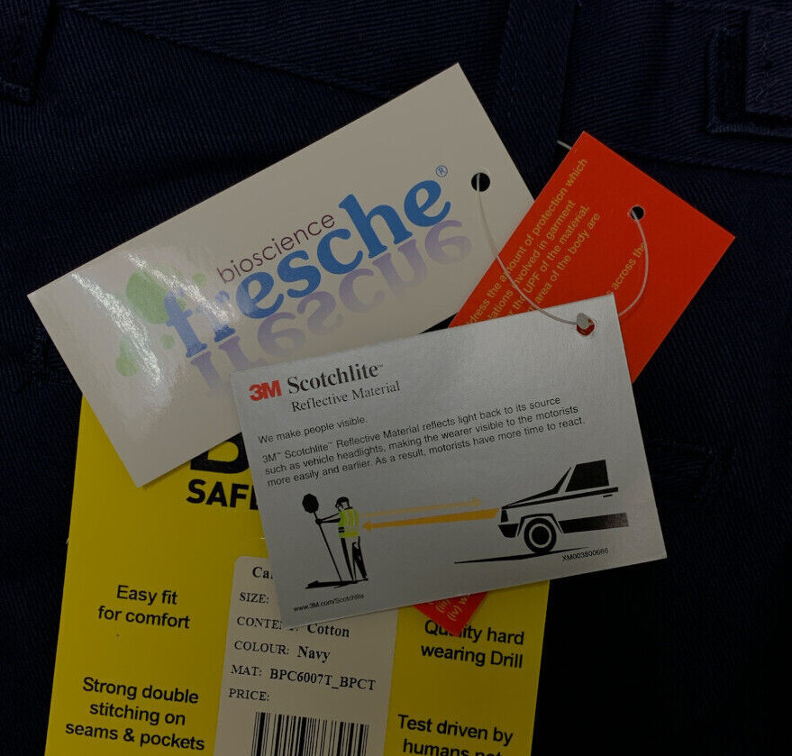 Bisley Safetywear Cargo Pant 3M Scotchlite Reflective Material Navy NWT