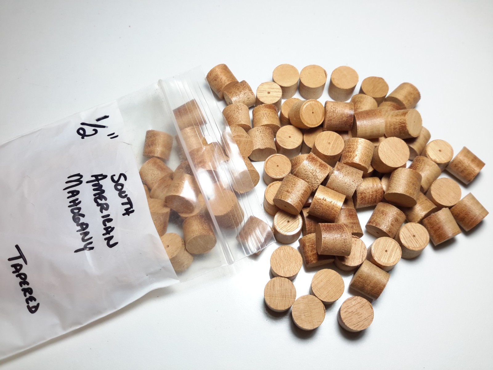 South American Mahogany Tapered Wood Plugs, 1/4, 3/8, 1/2, 3/4″ diameters