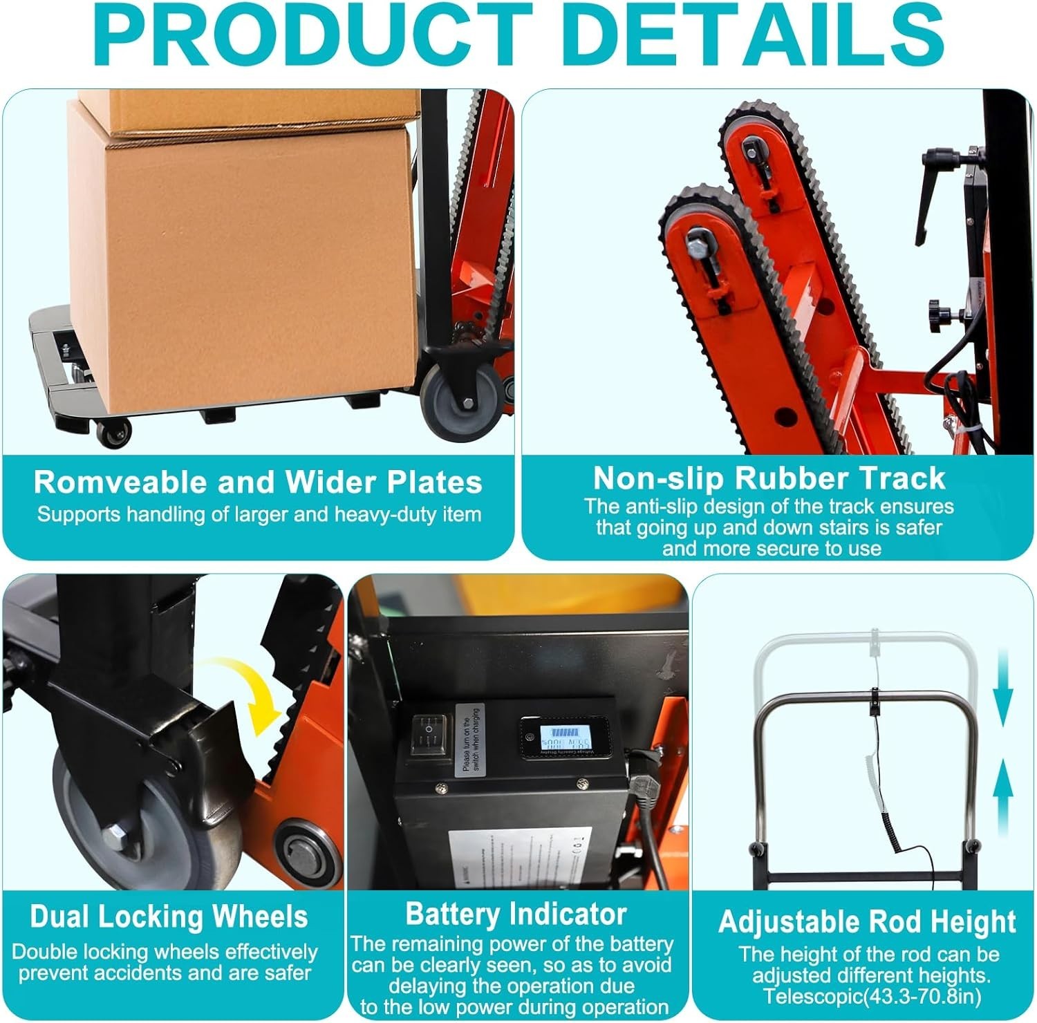 Electric Stair Climber Heavy Duty Crawler Stair Climbing Cart Moving Furniture