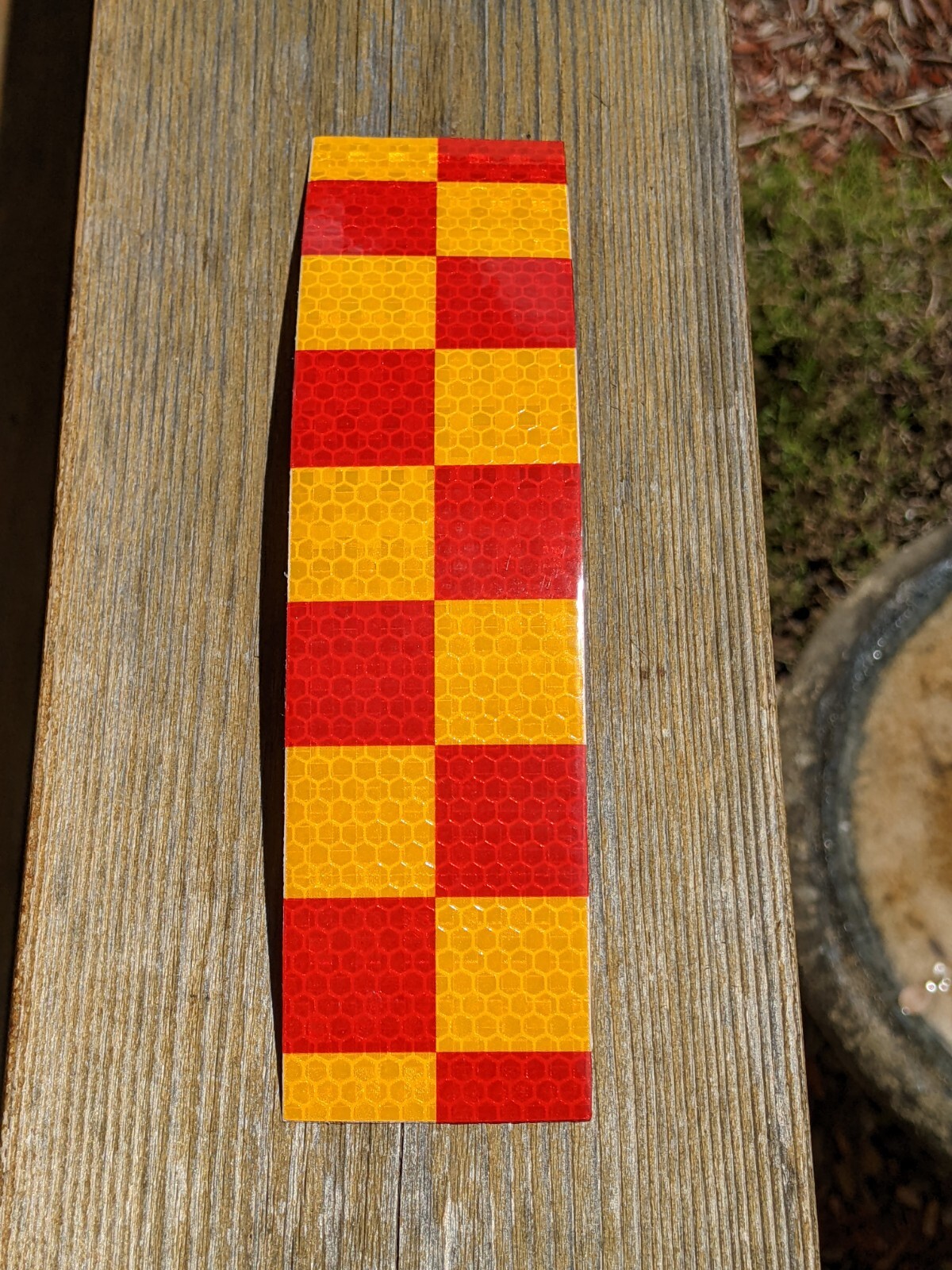 Red Yellow Checker Honeycomb Crystal Lattice Reflective Tape 1 strip 8″ x 2″