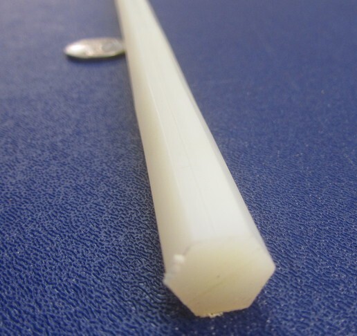 Nylon 6/6 Natural Tint Hex Rod 7/16″ (.437″) Hex x 12″ Length