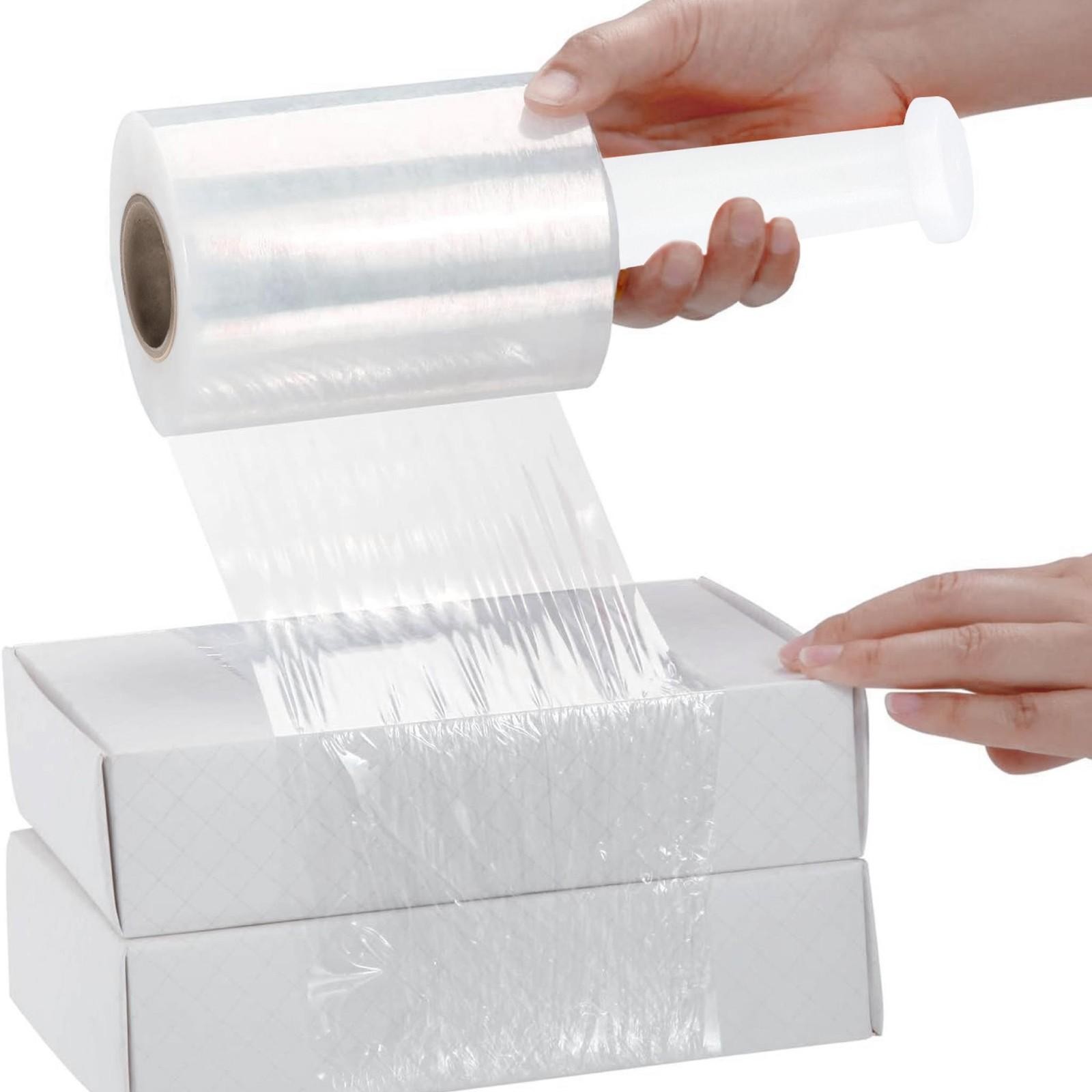 Cast Hand Stretch Wrap 12 Rolls 5″ x 650′ 100 Gauge Clear Bundling Shrink Film