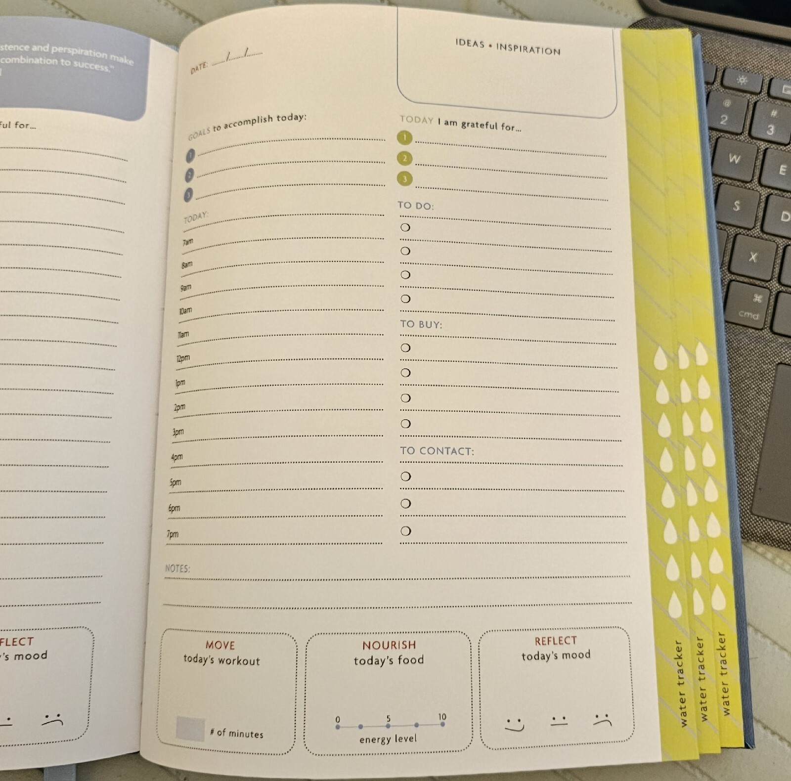Fitlosophy Blue Six Month Undated Planner Journal 8″×10″ 192 Pgs Soft Bound PU