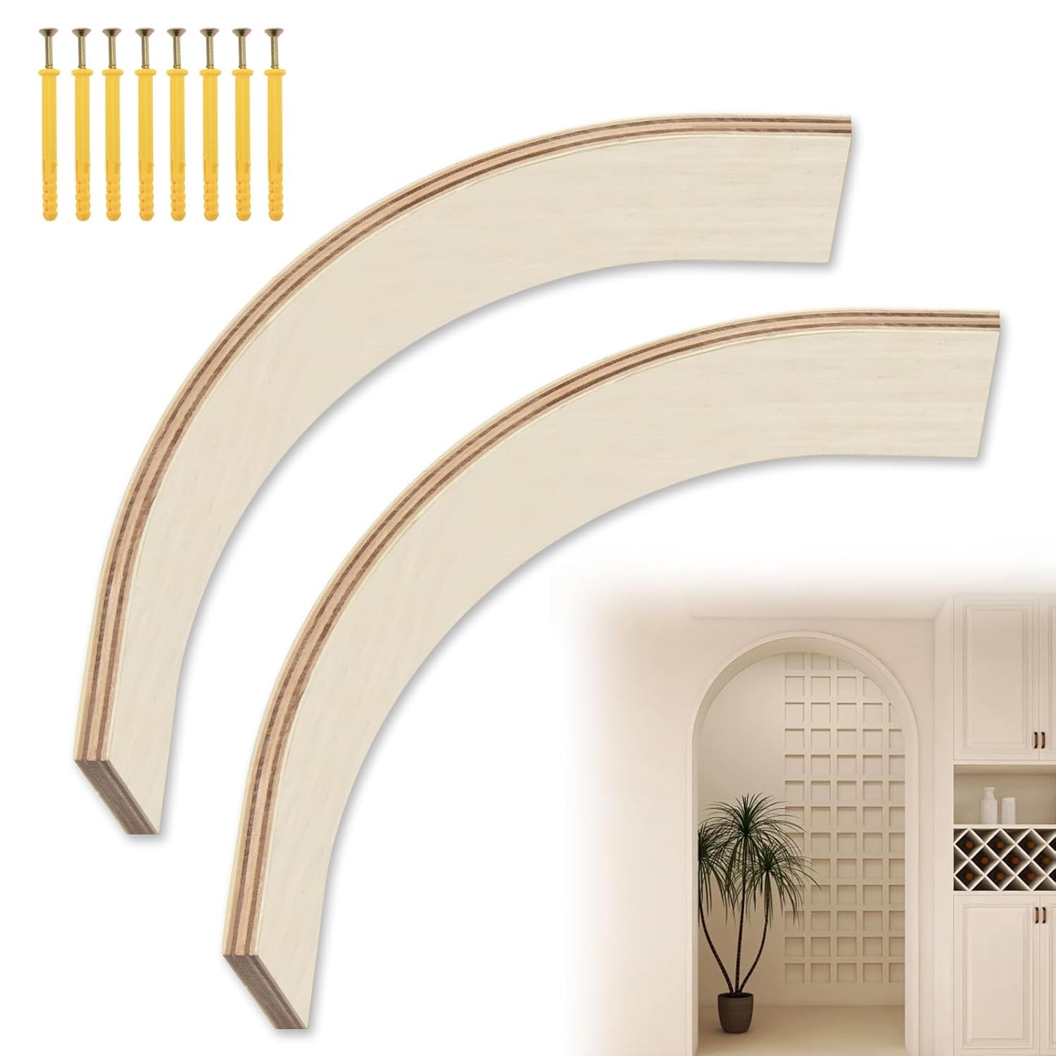2 Pcs Wooden Doorway Arch Kit for Drywall, DIY Rounded & Half Circle Door Frame