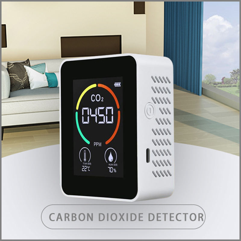 6 in 1 Air Quality Monitor PM CO2 Meter Carbon Dioxide Level TVOC HCHO Detector