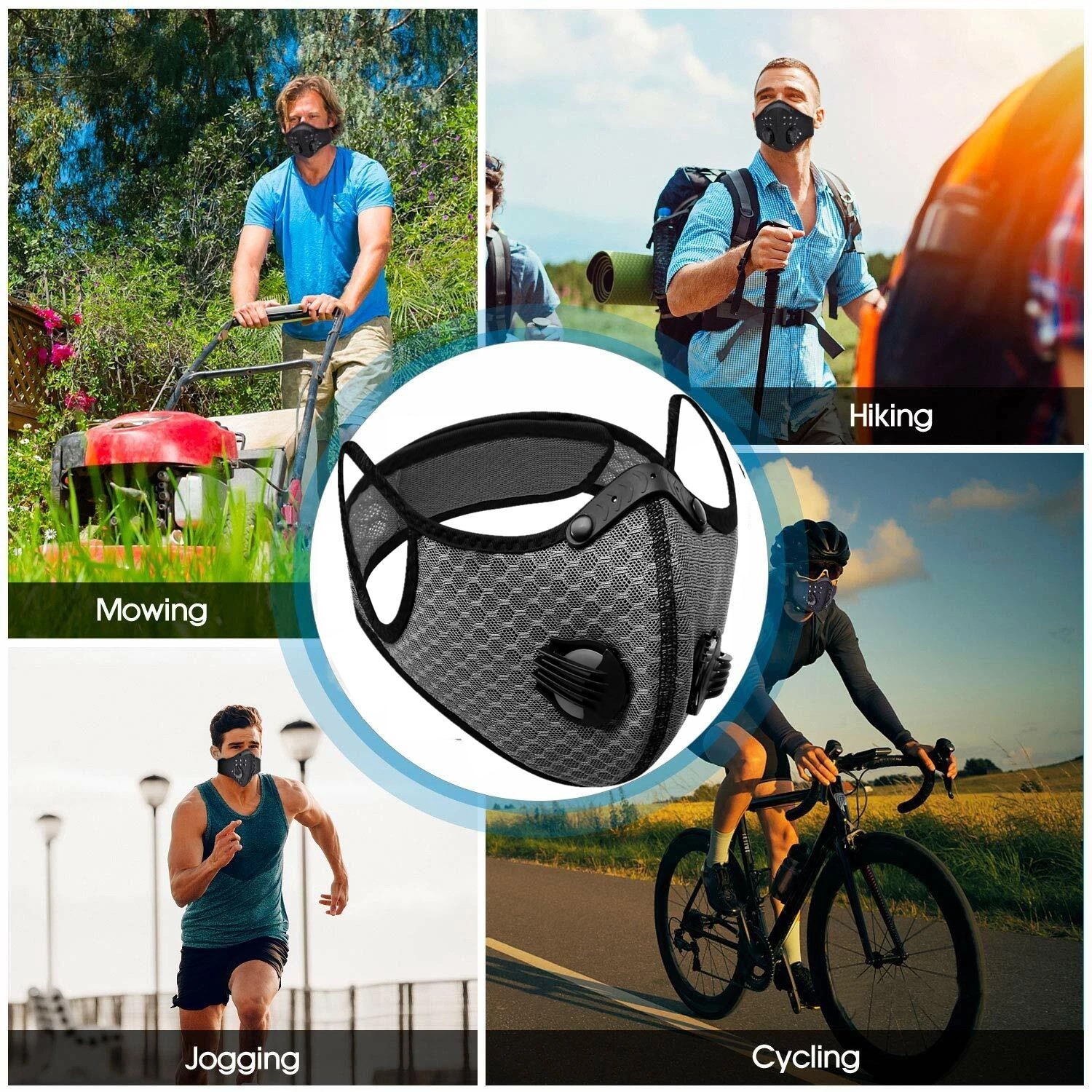 Half Face Cover Respirator Reusable Face Mask Filters Sports Worksite Facepiece