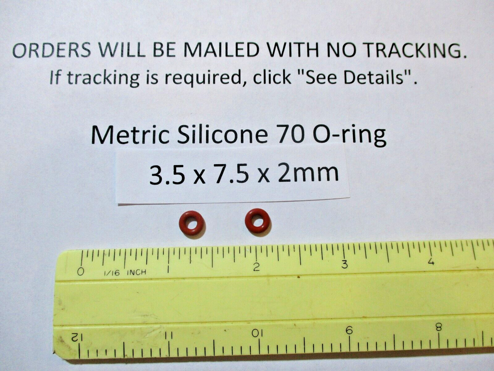 3.5mm ID x 7.5mm OD x 2mm thick SILICONE O-ring. Quan 2.