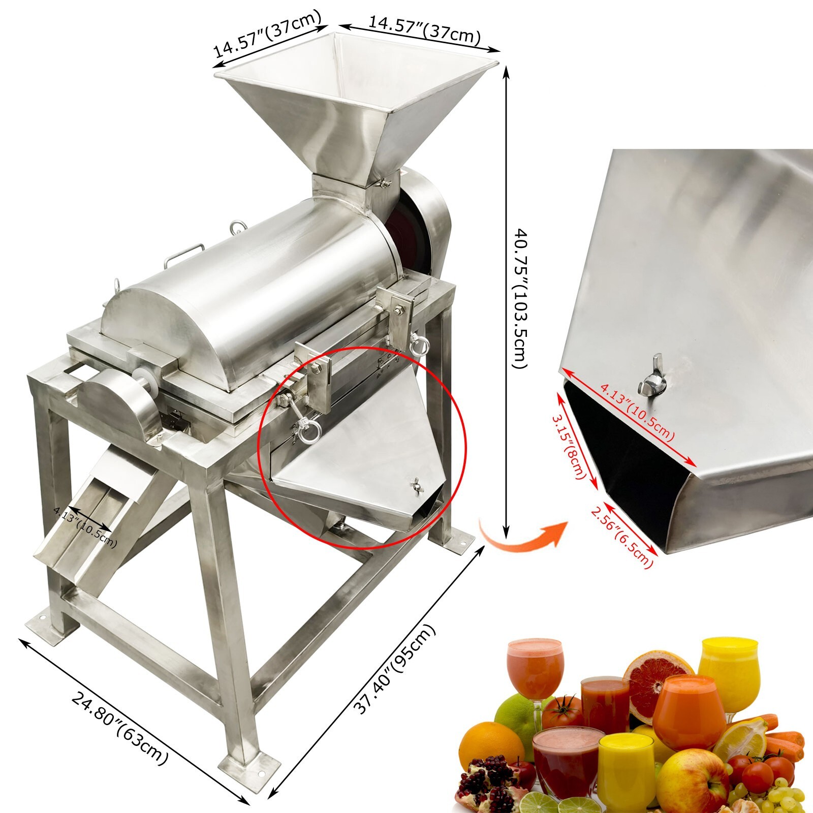 220V 3PH 2.2KW Automatic Spiral Fruit＆Vegetable Crushing Beating Machine 0.5T/H