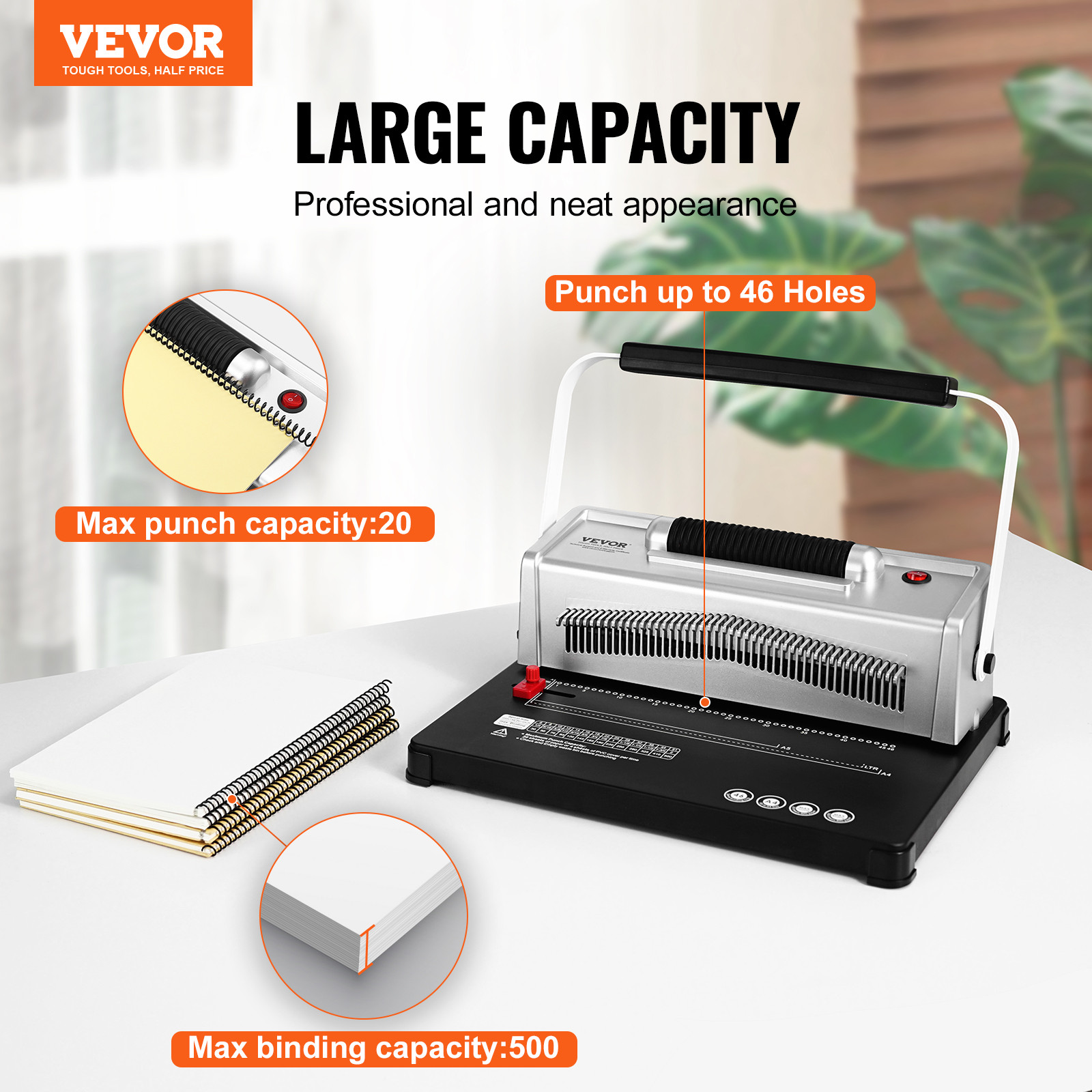 VEVOR Coil Spiral Binding Machine Book Maker Electric Binding 100 Binding Spines