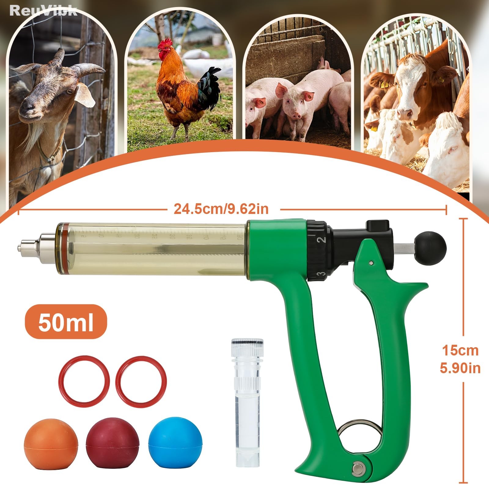 ReuVibk 50ml Semi-Auto Repeating Green Semi Automatic 50ML, Green50ML