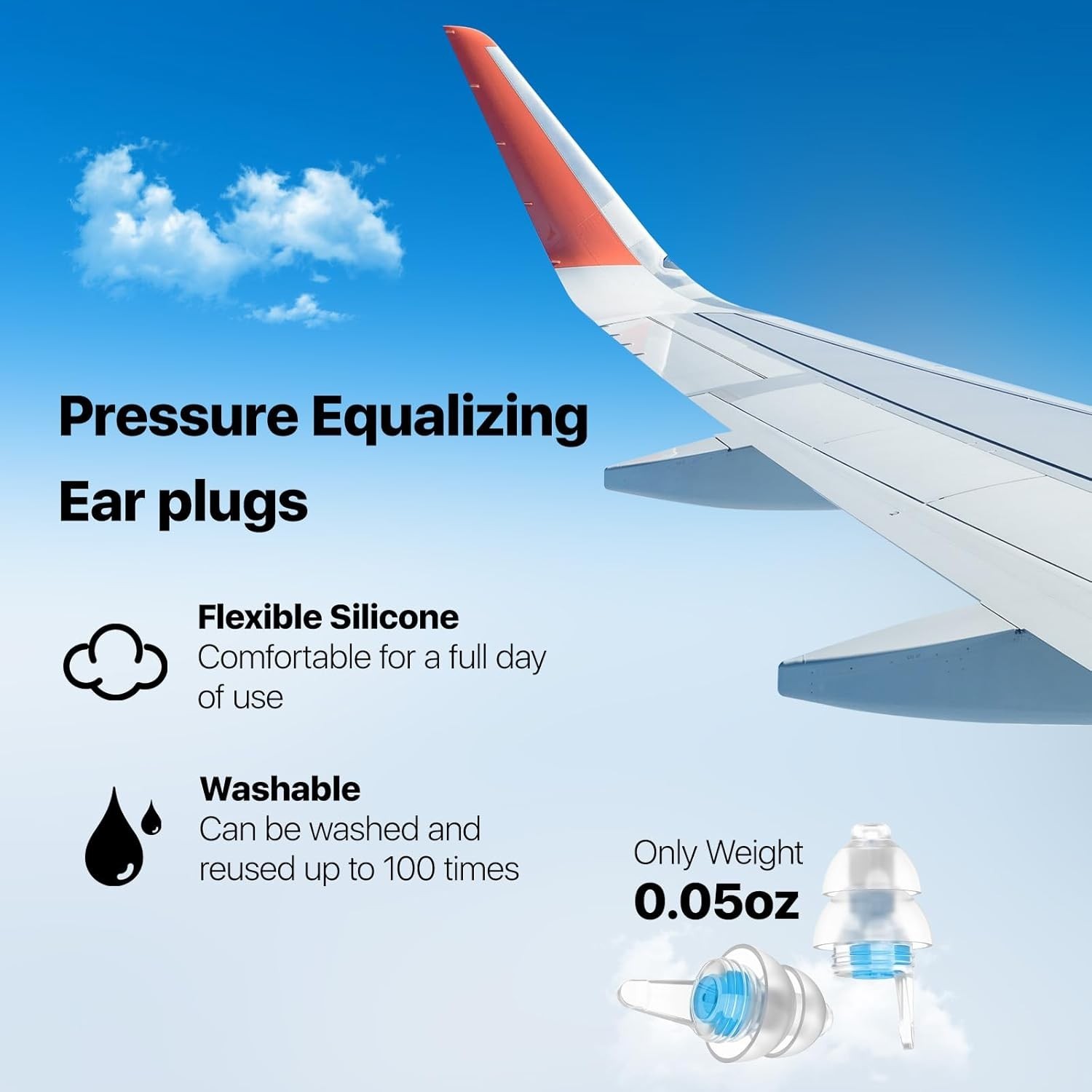 Ear Plugs for Airplane Pressure Relief & Prevent Ear Pain – Flying Travel Ess…
