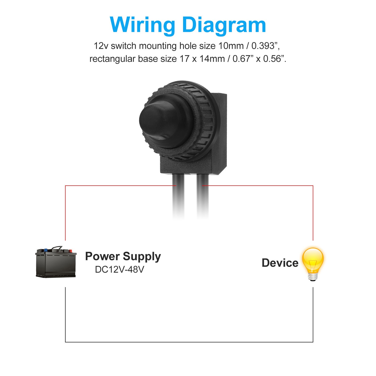10Pcs 12V-48V Waterproof Push Button On-Off Switch 4.5″ Leads For Motorcycle Car