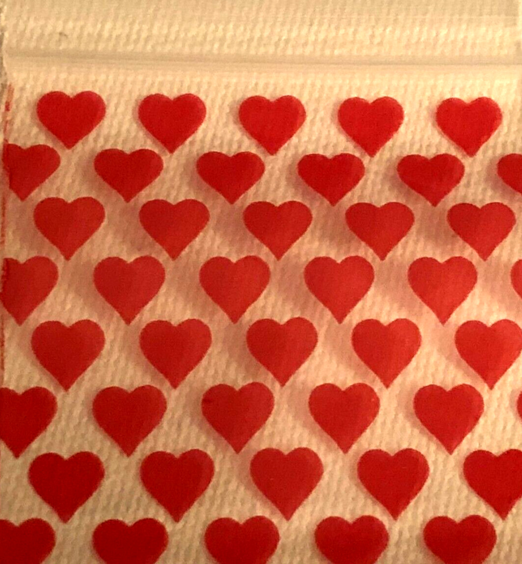 1000 SMALL BAGGIES 2020 2″ X 2″ MINI Resealable POLY DESIGNER BAGS RED HEARTS