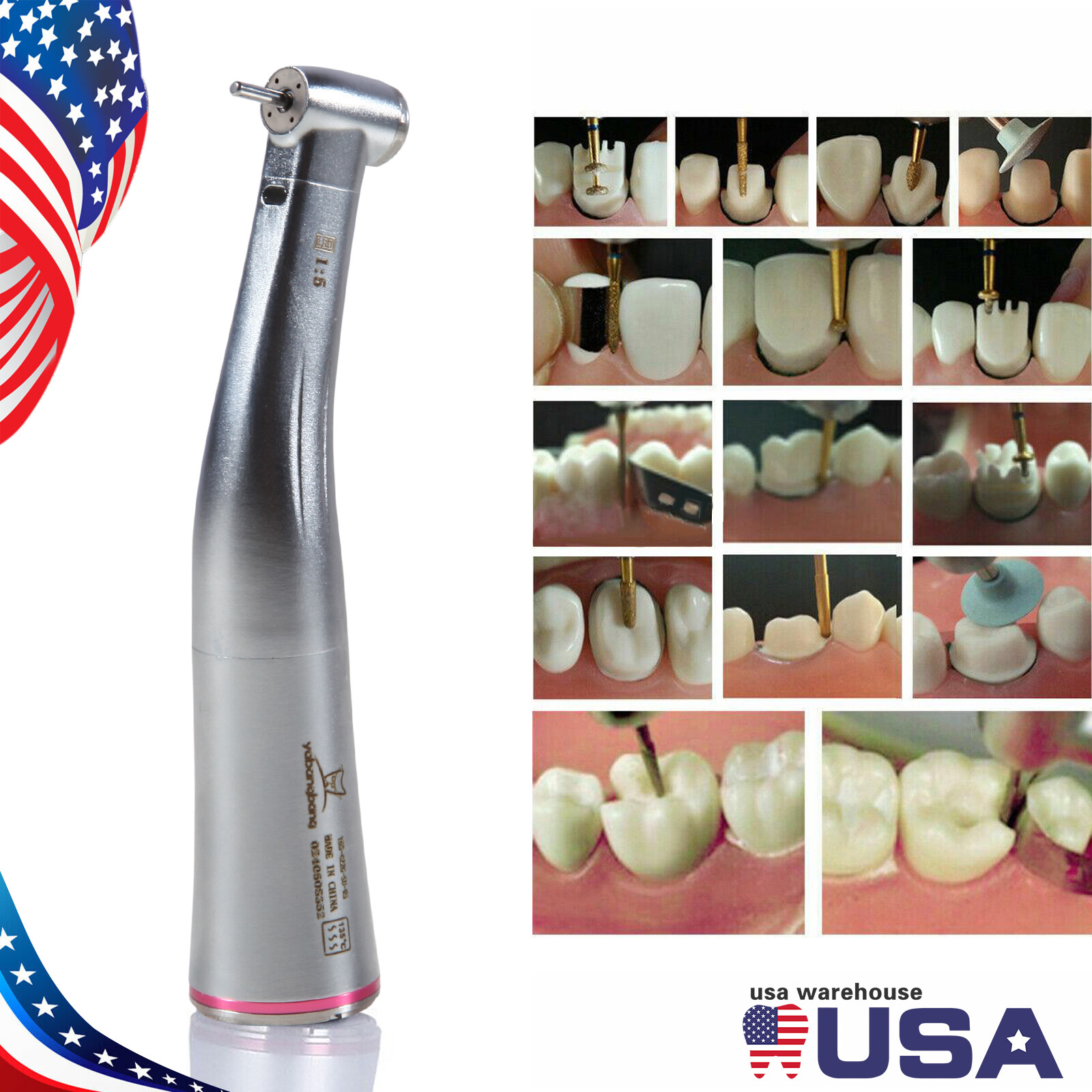 12PCS Dental White Stone High Speed Polishing Burs FG Flame Aluminum Oxide USA