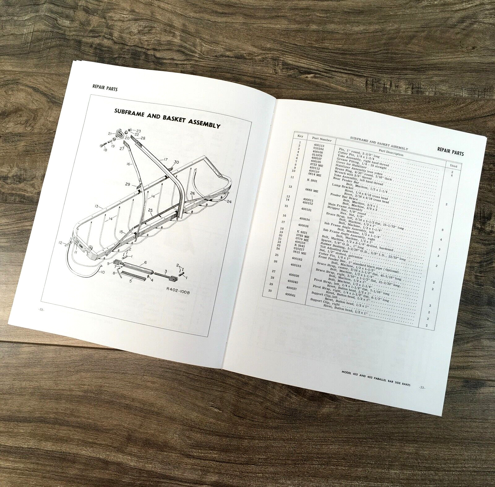 New Idea 402 5 Bar 403 4 Bar Parallel Side Rake Operators Manual Parts Catalog