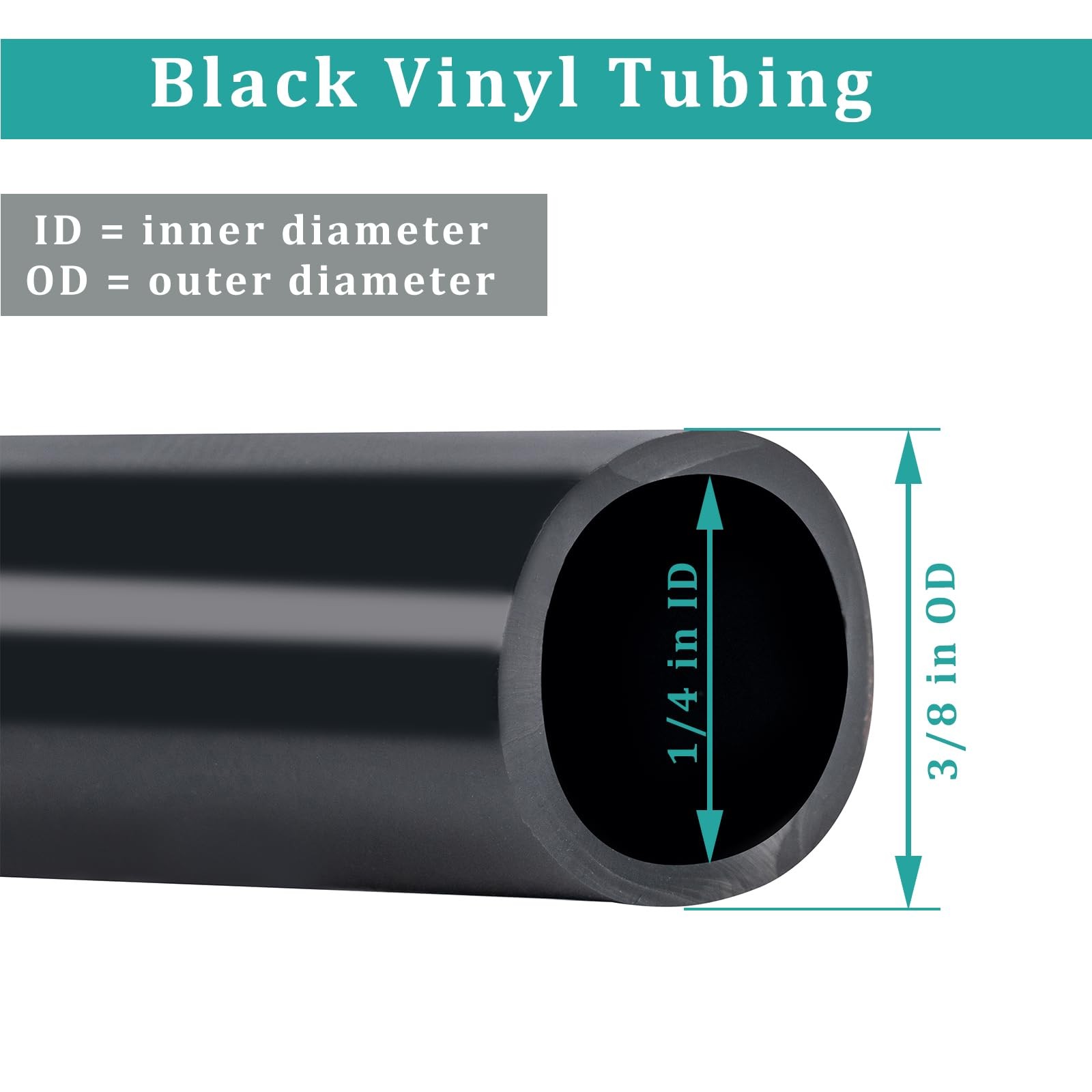 1/4″ id – 10ft Black Vinyl Tubing Flexible PVC Tube Hybrid Hose Transfer Wate…