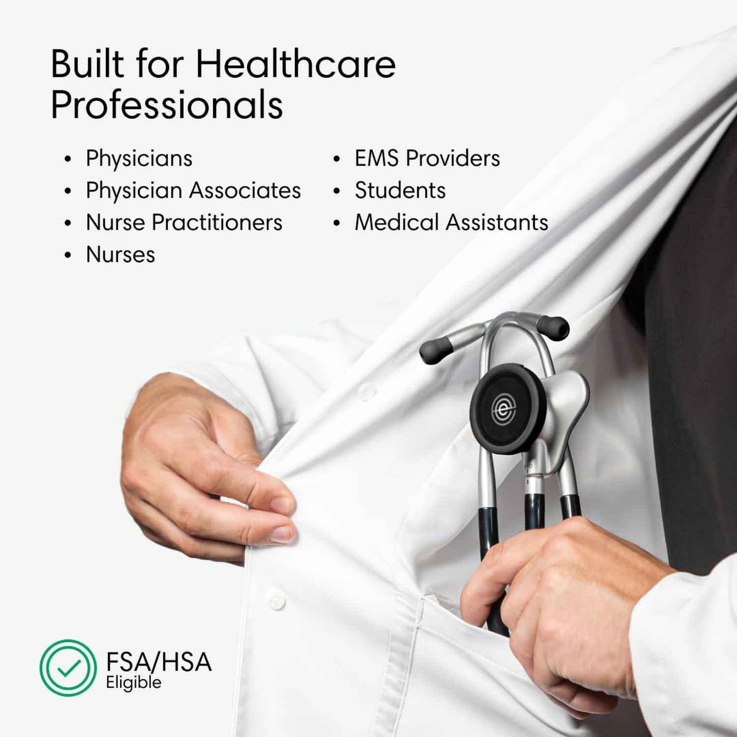 Eko CORE 500 Digital Stethoscope 40x Amp 3-Lead ECG FDA-Cleared Champagne