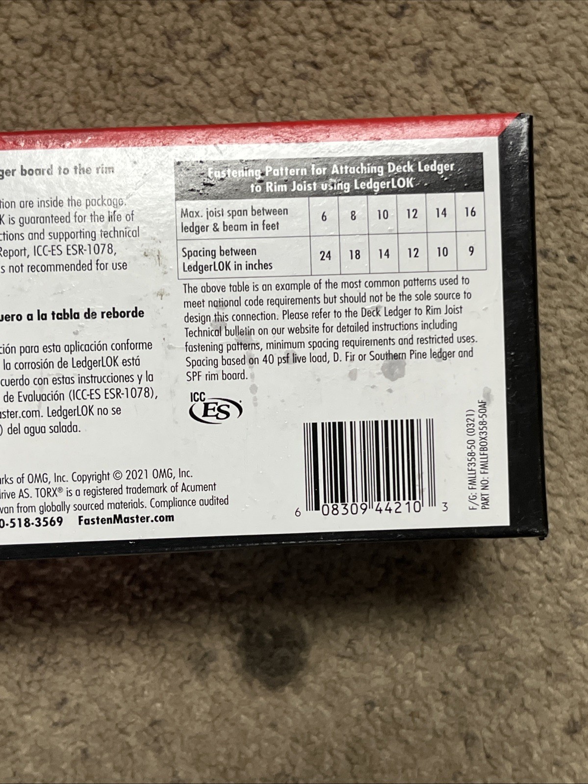 FastenMaster LedgerLOK Flat Head Structural Ledger Board Screws 3-5/8 inch(50pcs