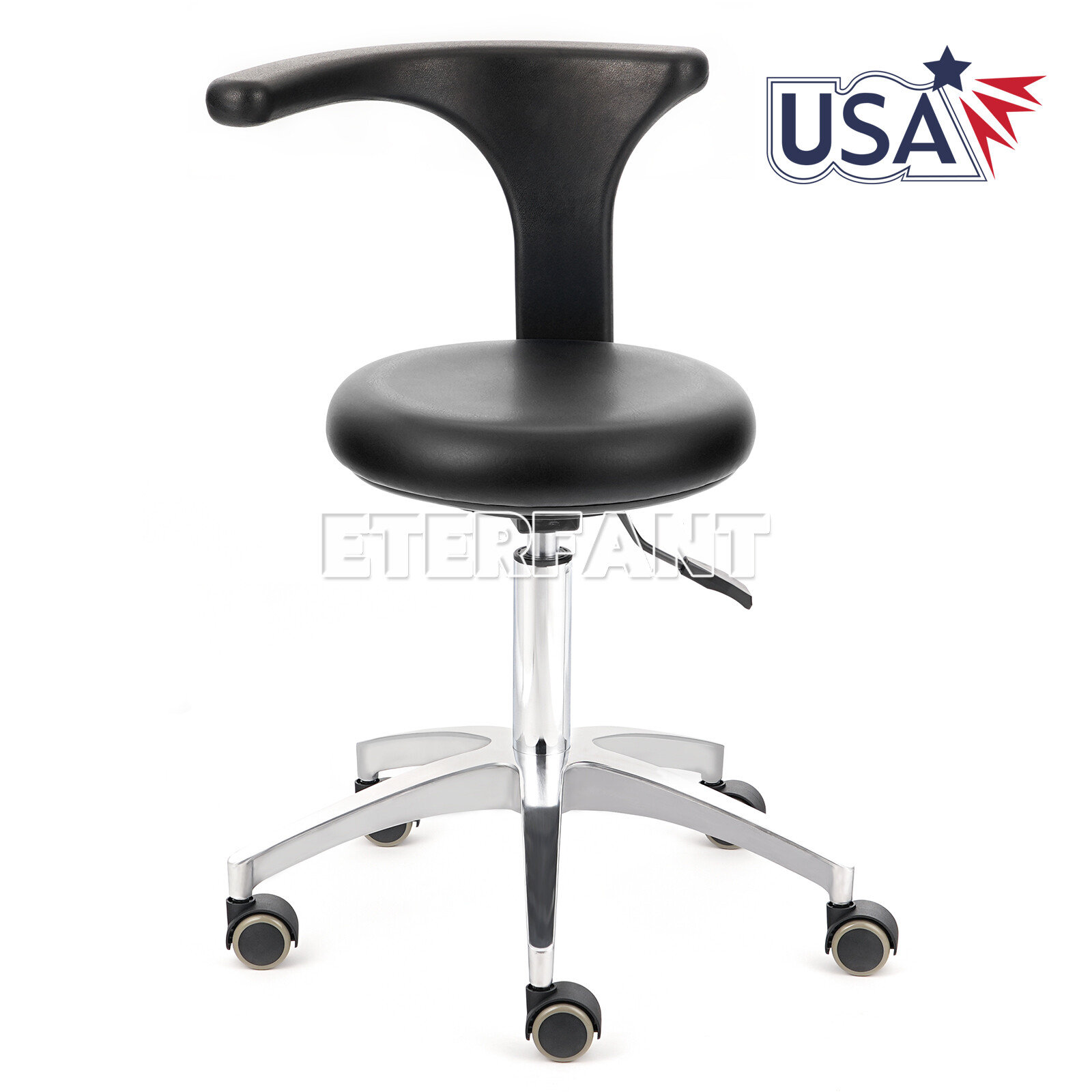 ETERFANT Dental Mobile Doctor Assistant Stool Chair PU Leather Adjustable Height