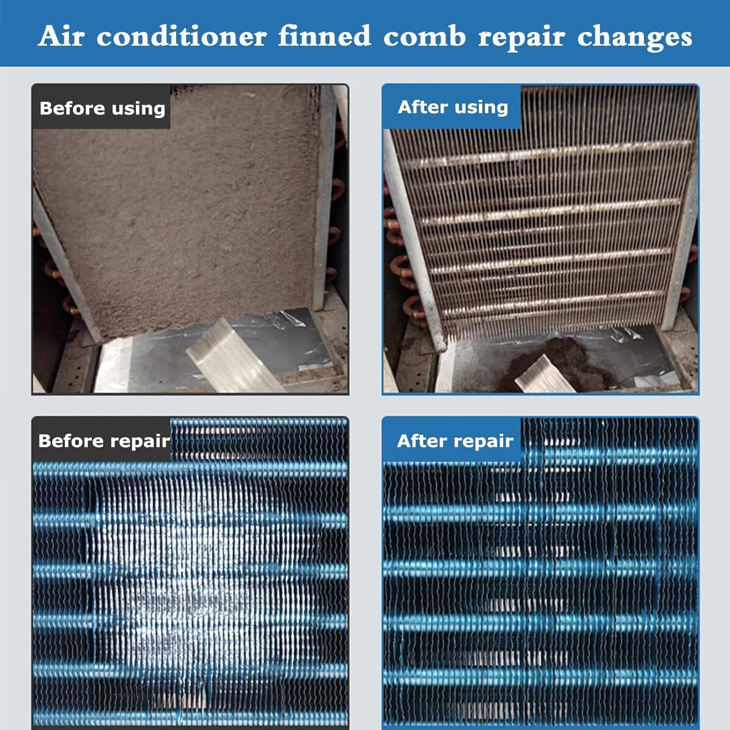 7X Air Conditioner Fin Cleaner Set Comb Condenser Straightener Repair Clean Tool