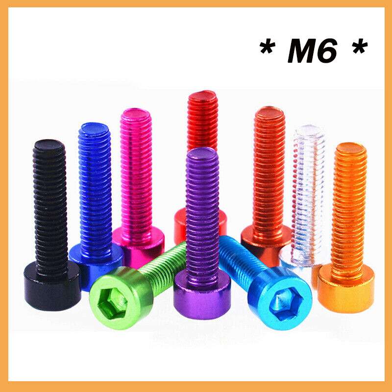 M6 Aluminum Alloy Allen Hex Socket Cap Head Screws Bolts Thread Length 8mm- 40mm