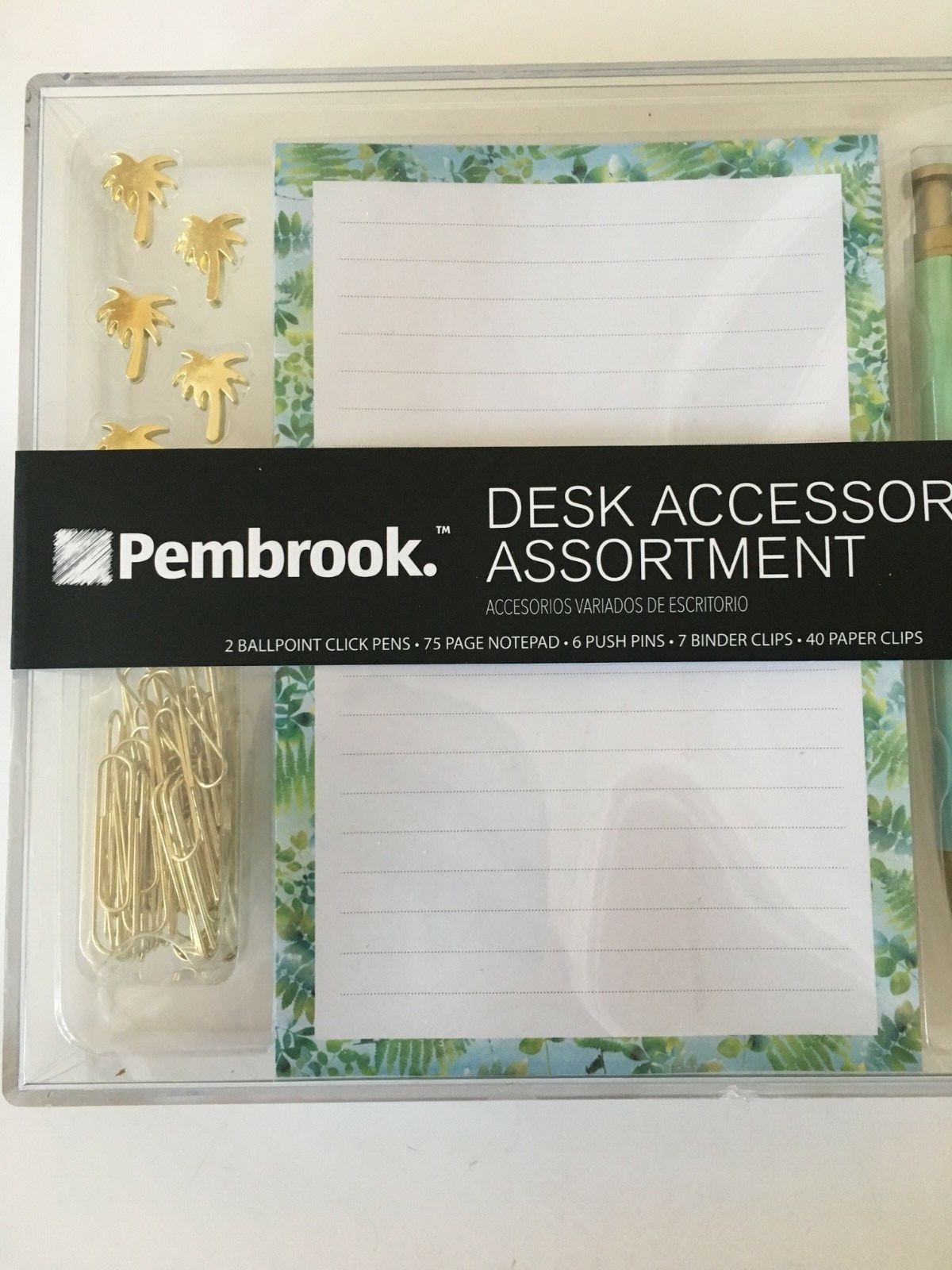 Pembrook Desk Top Accessories Assortment Office Supplies Pen Notepad Clips Palm
