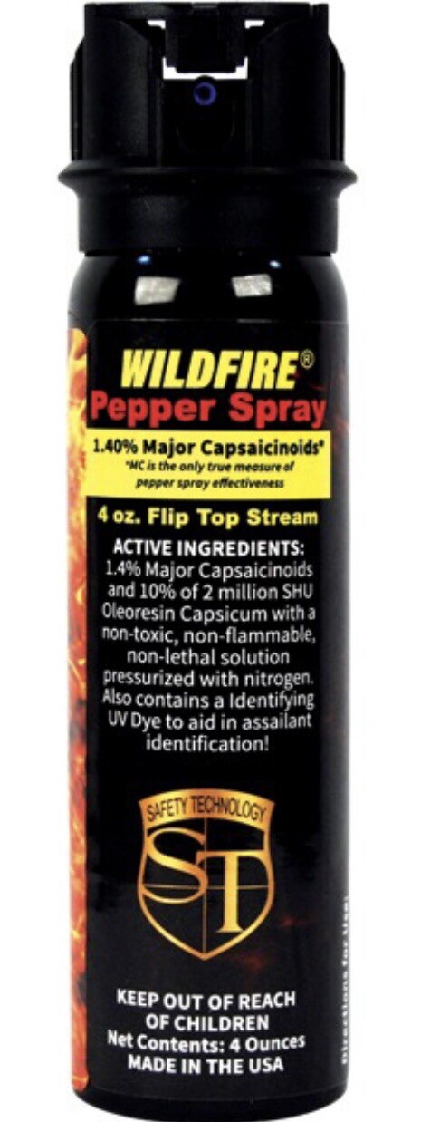 4 oz Wildfire Pepper FLIP TOP STREAM Spray Home POLICE Self Defense USA HOT HOT