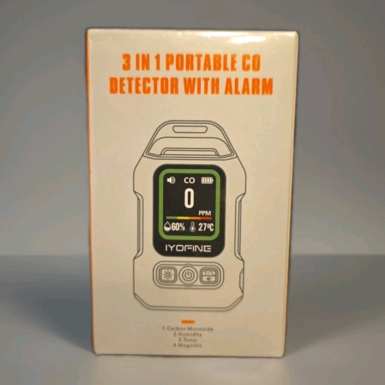 Portable 3-in-1 carbon monoxide temperature humidity detector Camp/Car/RV Green