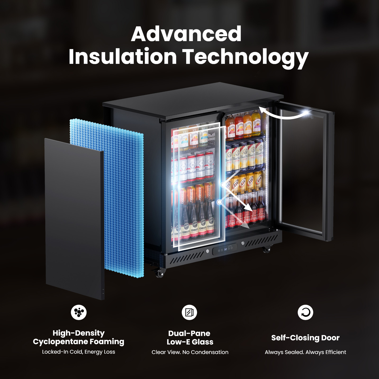 Yeego 6.5 Cu.Ft Back Bar Cooler Commercial Beverage Refrigerator Under Counter