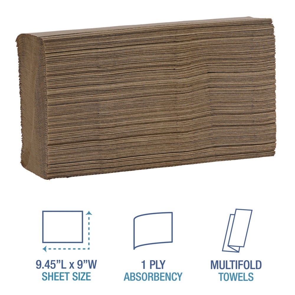 Boardwalk 6202 9″ x 9-9/20″ Multifold Paper Towels – Natural (16/Carton) New