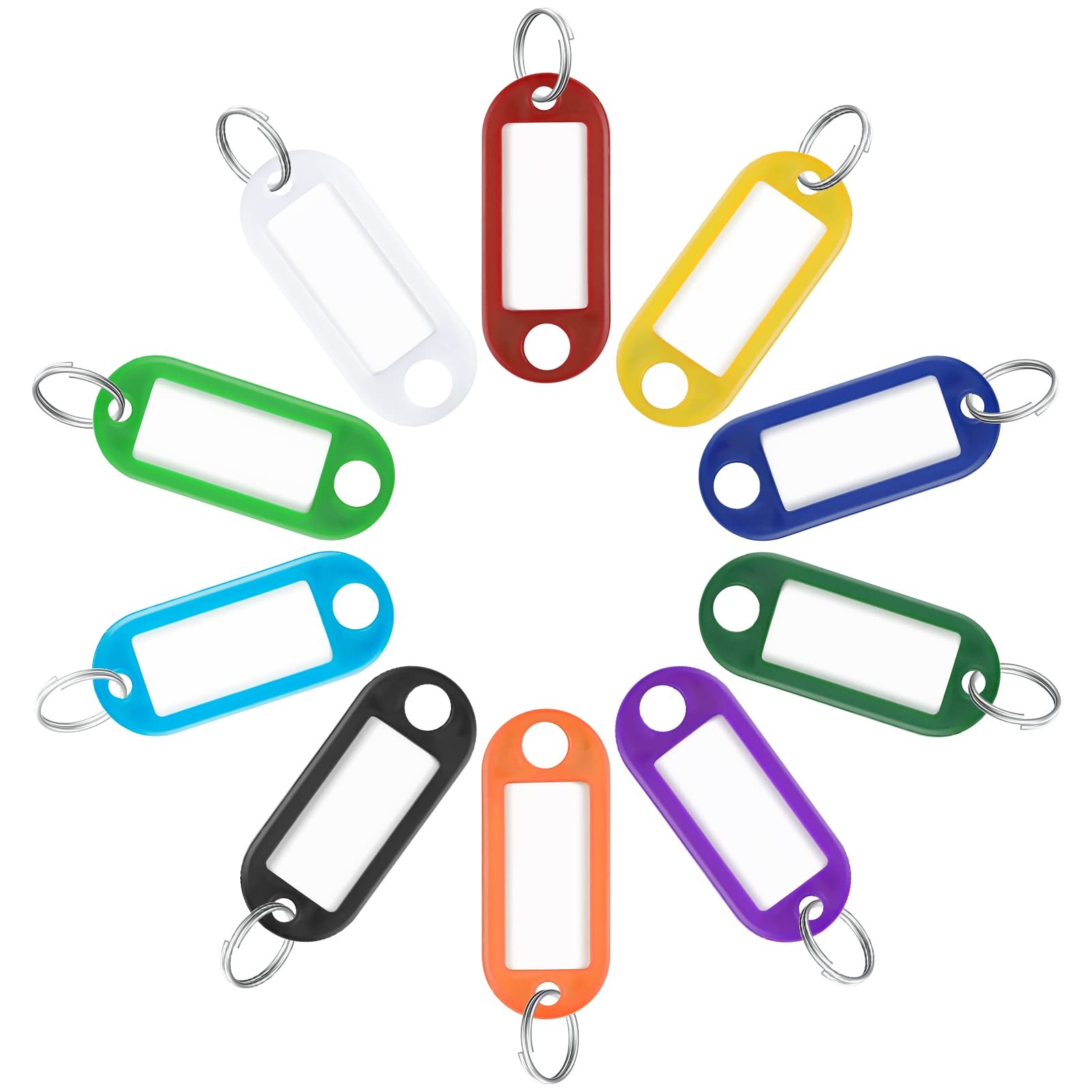 Uniclife 40 Pack Tough Plastic Key Tags with Split Ring 40 Pack, Multicolored