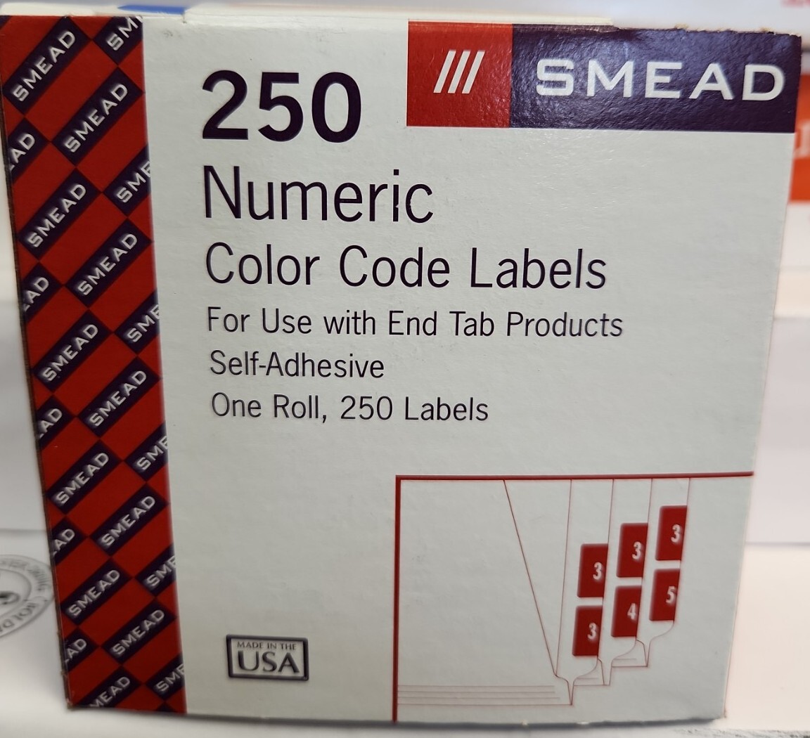Smead DCC Color-Coded Numeric Label, 1, Label Roll, Color Blue, 250 Labels