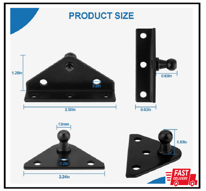 10mm Ball Stud Mounting Brackets for Gas Struts, Lift Supports, Shocks – Set of