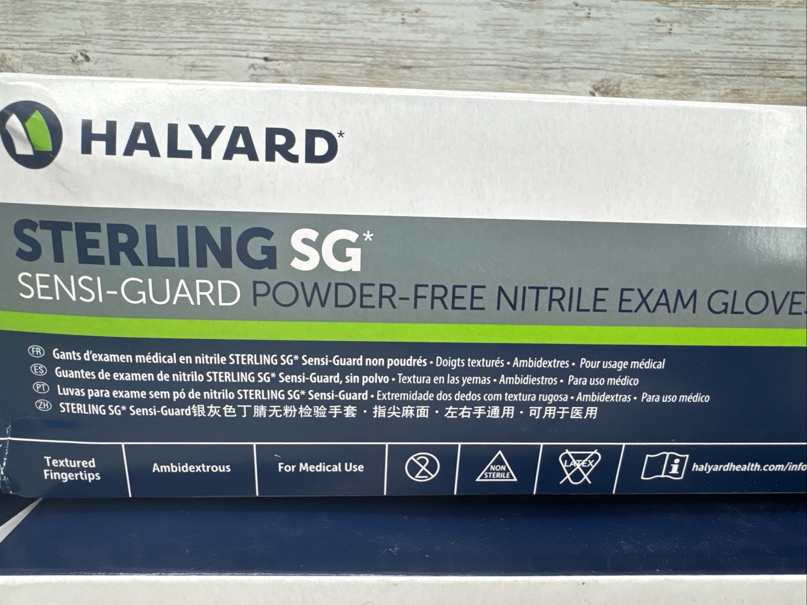 HALYARD NITRILE EXAM GLOVES STERLING SG *4 DENTED BOXES* Size: LARGE Exp: 5/29