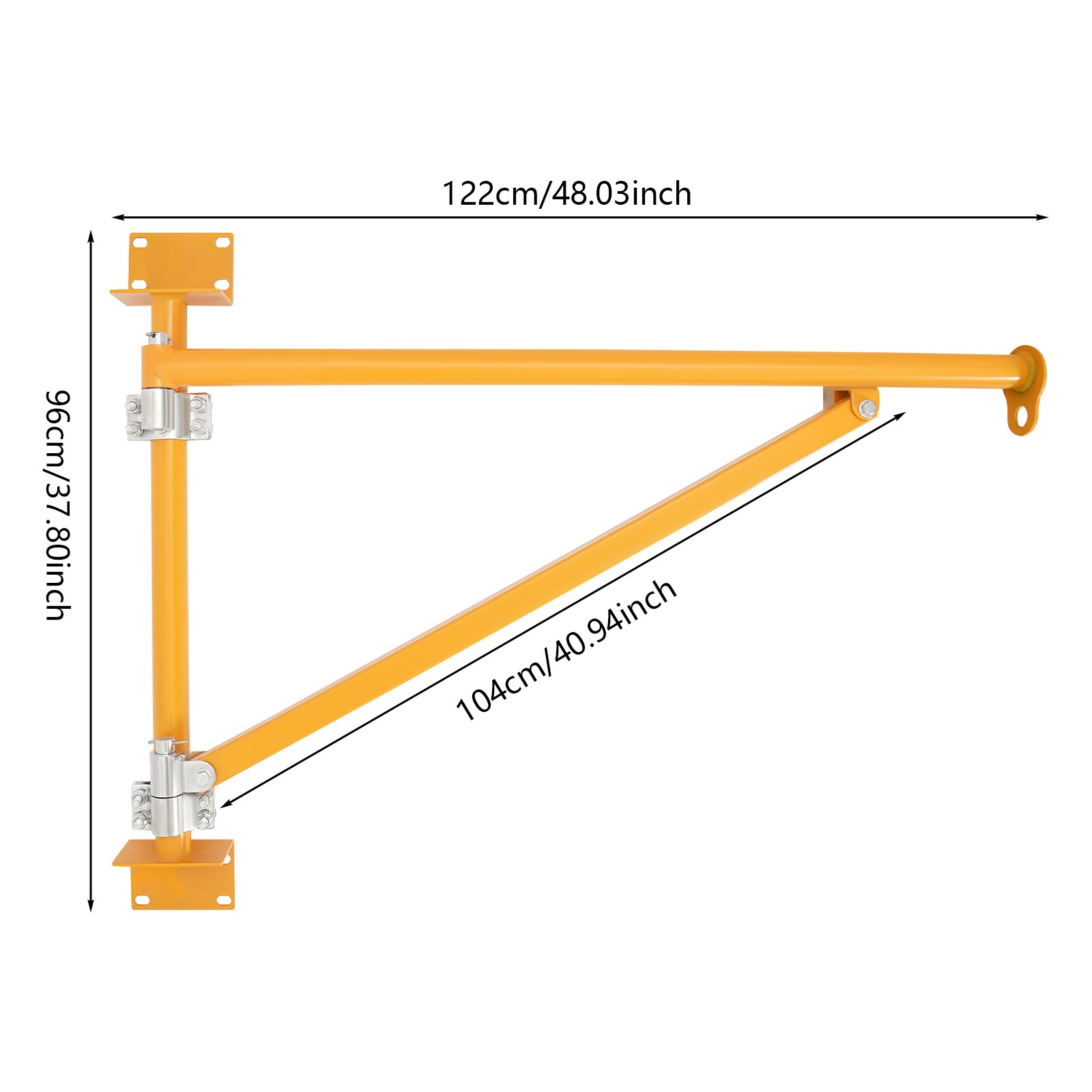 Wall Mount Jib Crane Bracket, 200kg Capacity Swing Arm Hoist, Orange Alloy Steel