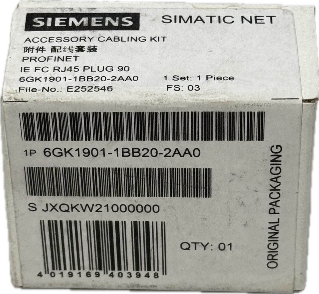 Siemens 6GK1901-1BB20-2AA0 Industrial Ethernet RJ45 Plug 90 Connector