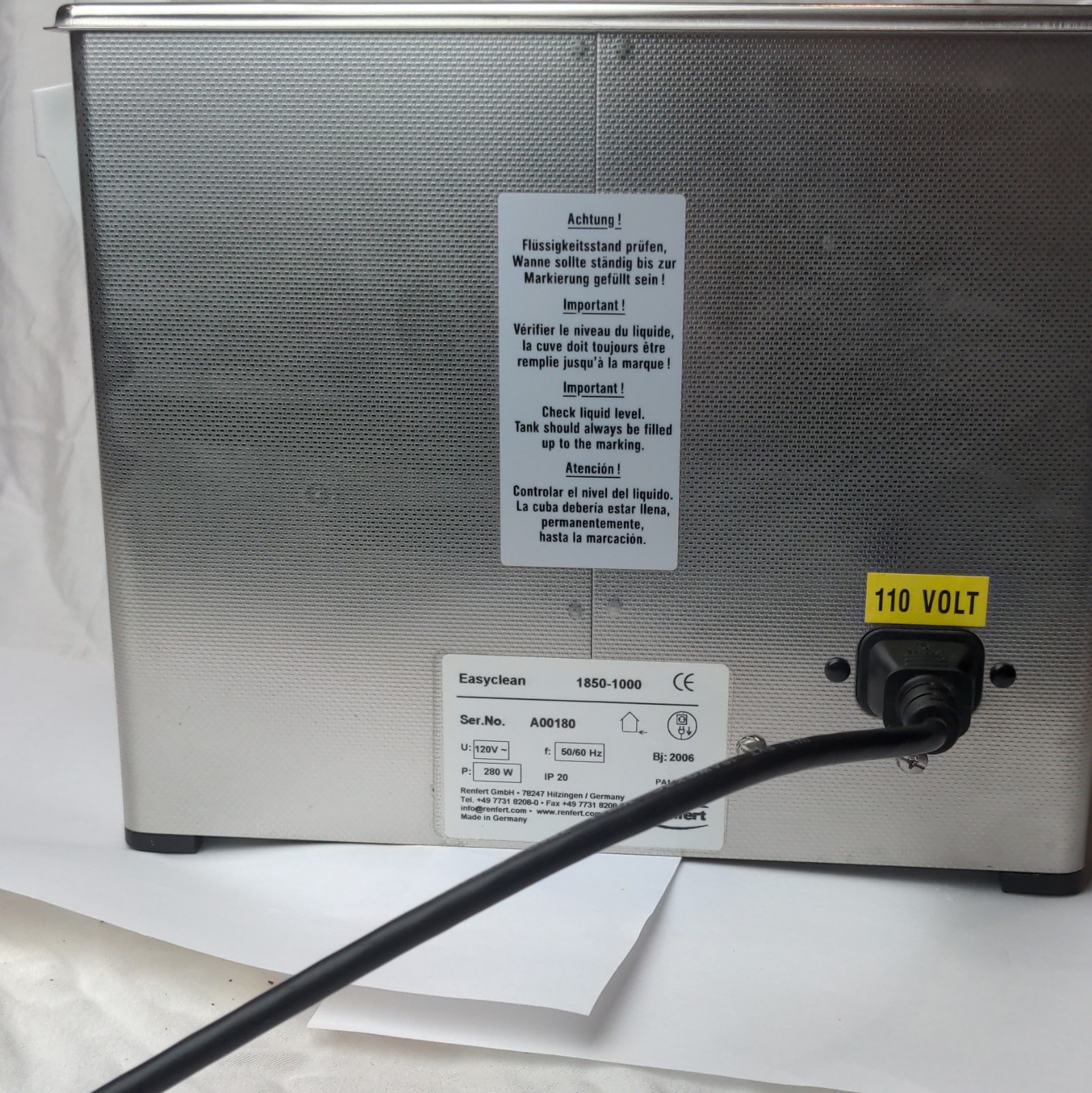 Renfert Easyclean 1850-1000 Ultrasonic Cleaner WITH Stainless Steel Basket