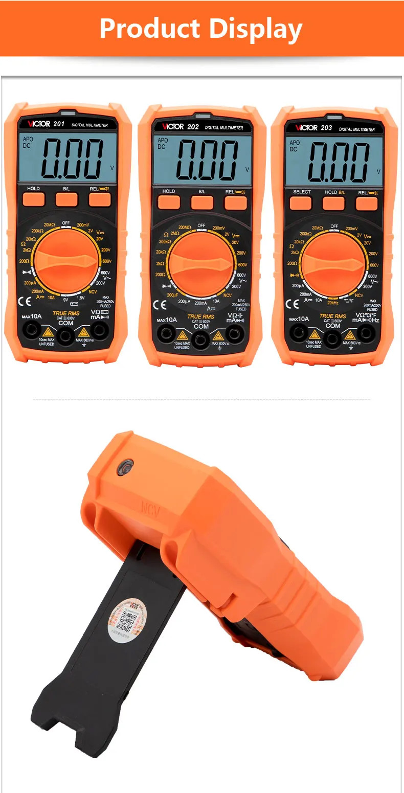 Digital Multimeter Portable Compact Manual Ranging Voltage Current Resistance