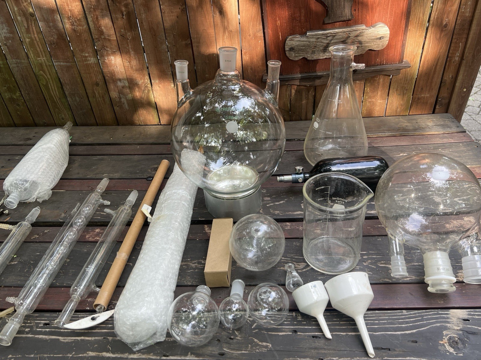 Chemglass Pyrex 5000 ML 12000 ML Lab Flasks Round Boiling Glass Lot