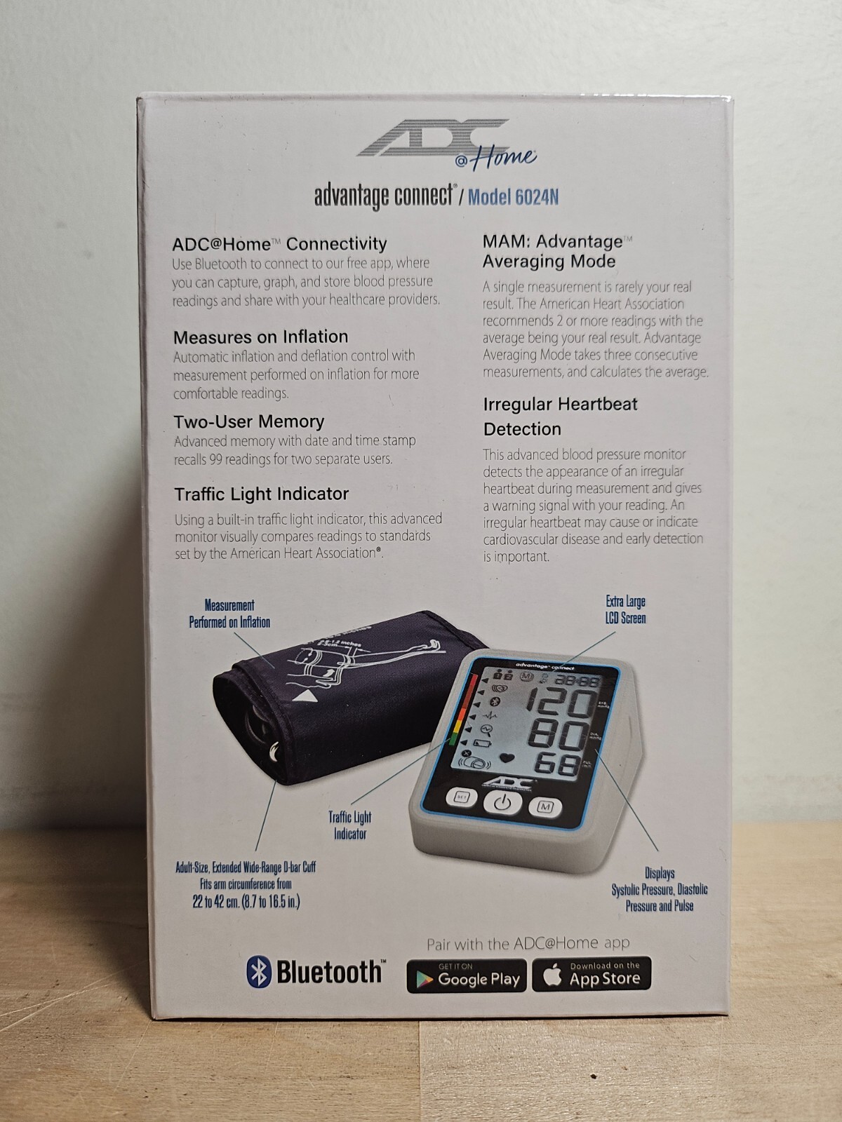 ADC Advantage Connect – Digital Blood Pressure Monitor w/ Bluetooth 6024N