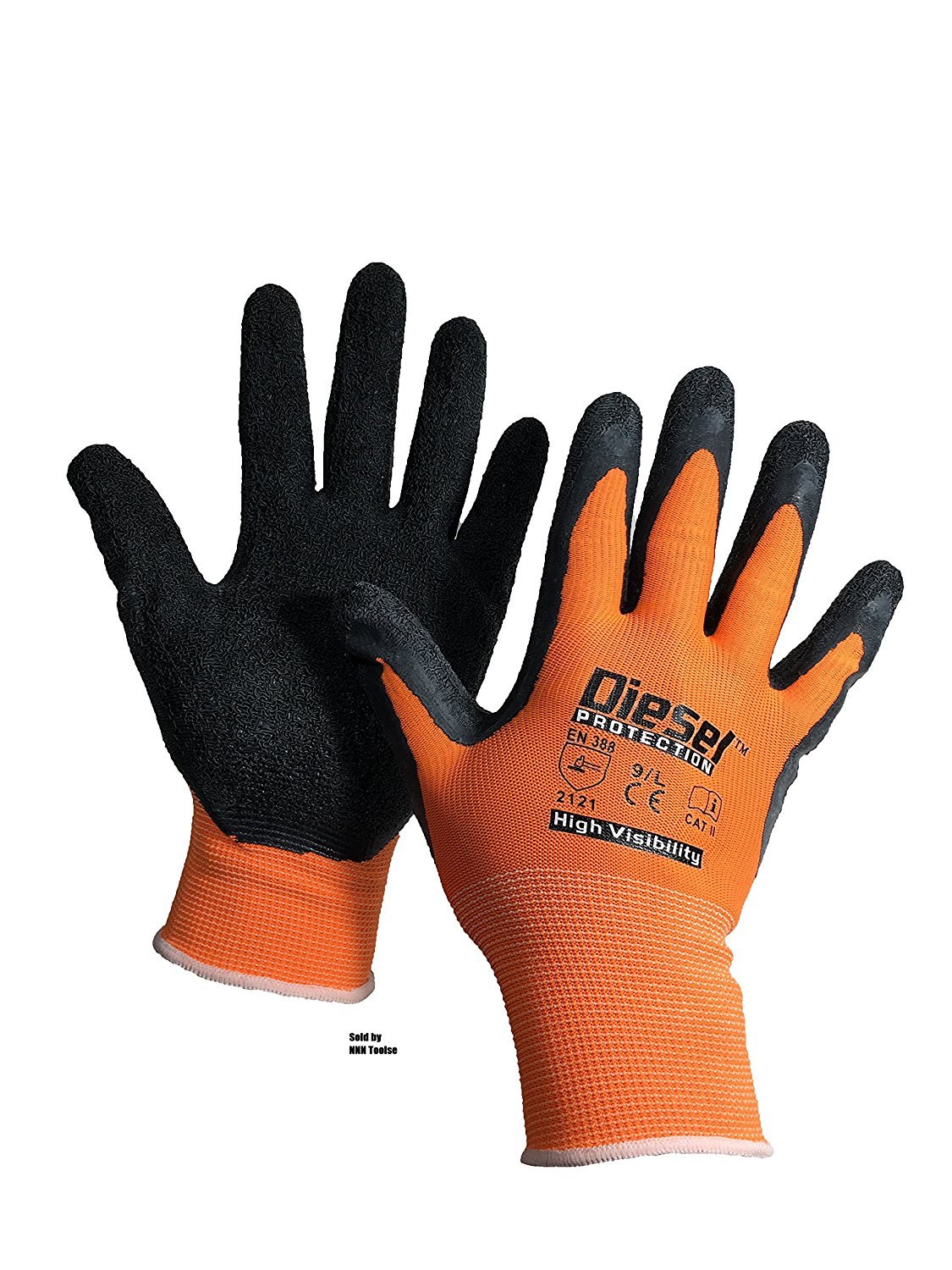 3 Pair Excellent Grip Hi-Vis Orange Safety Gloves General Purpose