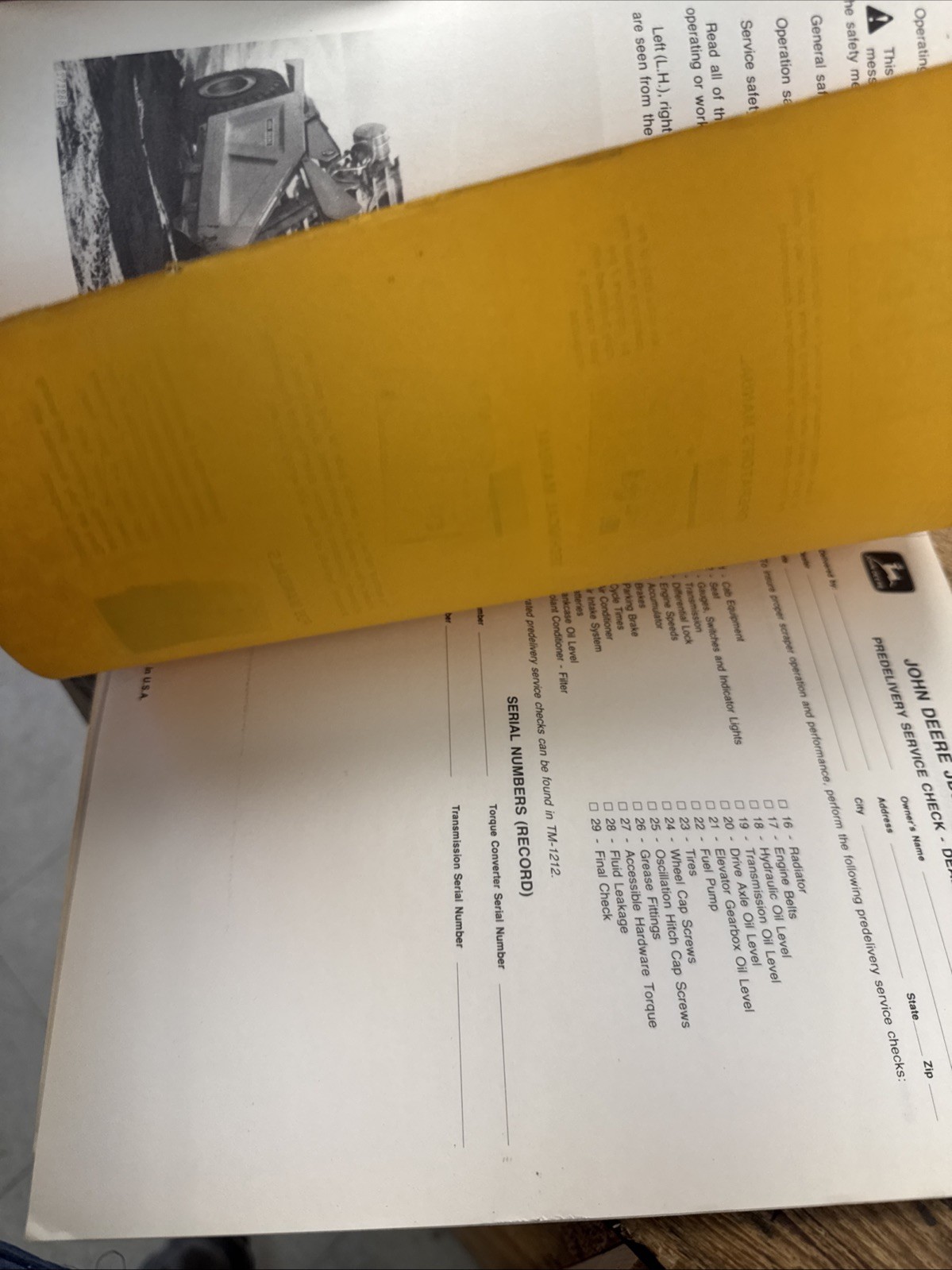 *John Deere JD 862 Scraper Operators Maintenance Manual OM-T64377 A0 ORIGINAL!