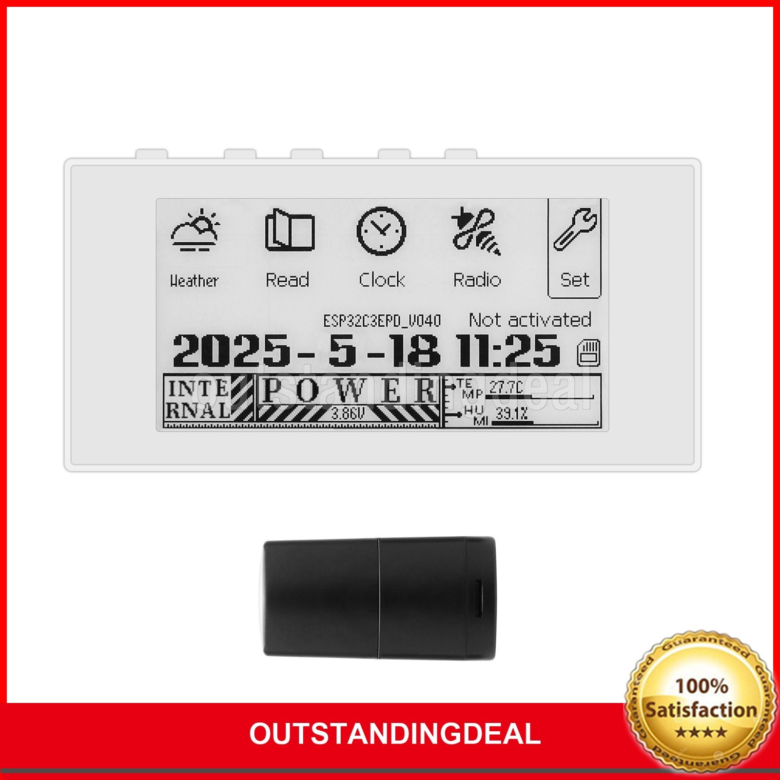HAMGEEK RW01 Mini E-Ink Reader E-Book Reader for Weather Clock Image Alarm ot25