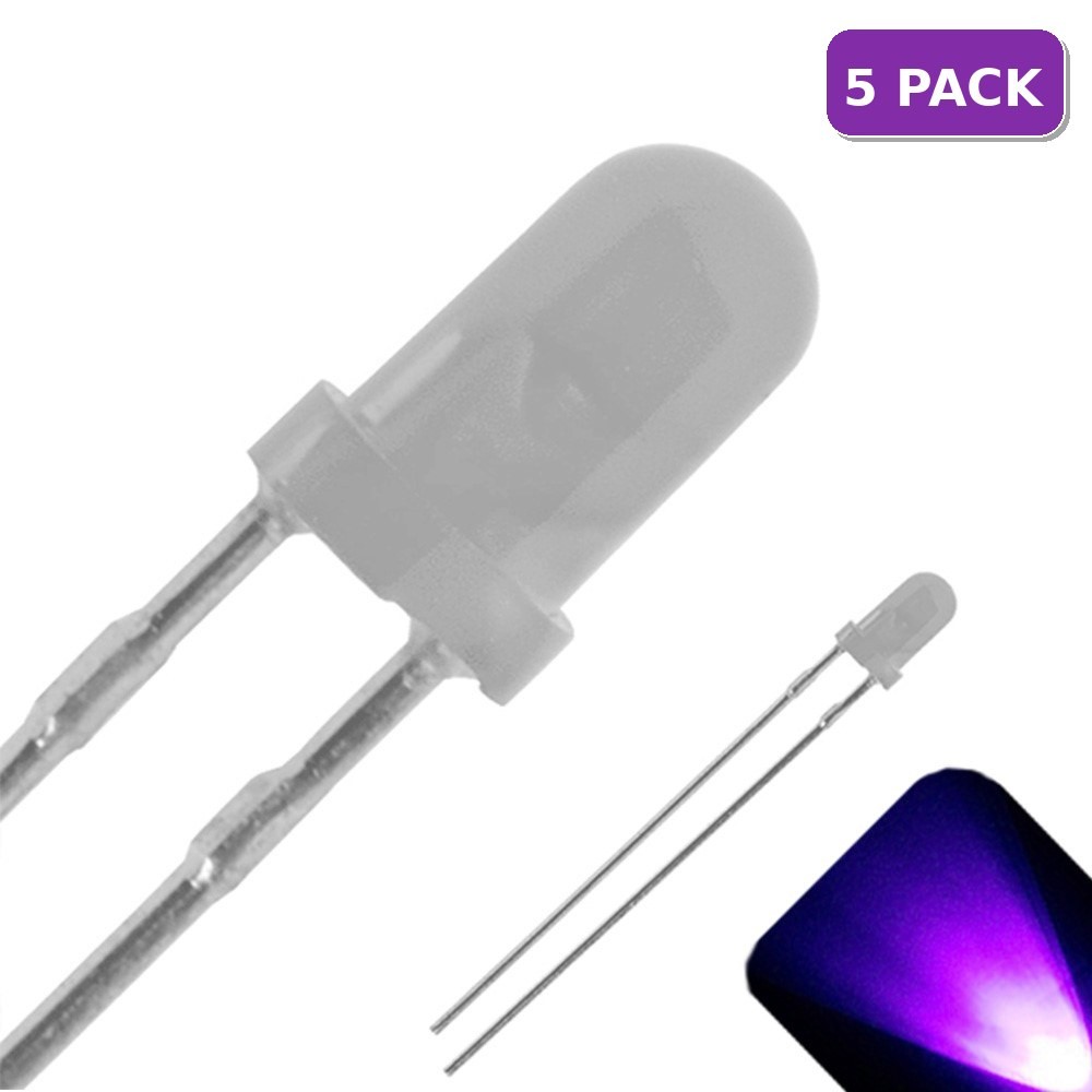 5 x 3mm Diffused Frosted Milky Lens LED UV / Purple Ultra Bright Lights Plane