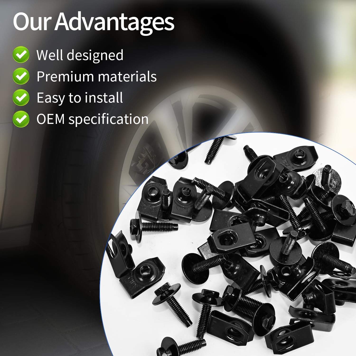 M6-1.0 U Clips Automotive Speed Nuts Hex Head Screws Kit Fender Bumper Clip 50pc